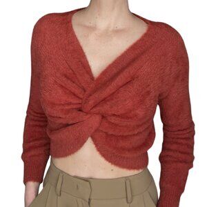 Burnt Orange Fuzzy Cropped Sweater w/ Twist - Size Small - Worn ONCE
